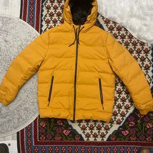 Vibrant Yellow Quilted Puffer Jacket with Hood